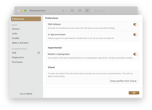 Snapshot of the new preference